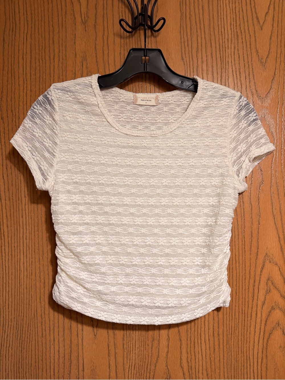 Altar'd State Tee in Cream Lace with Short Sleeves